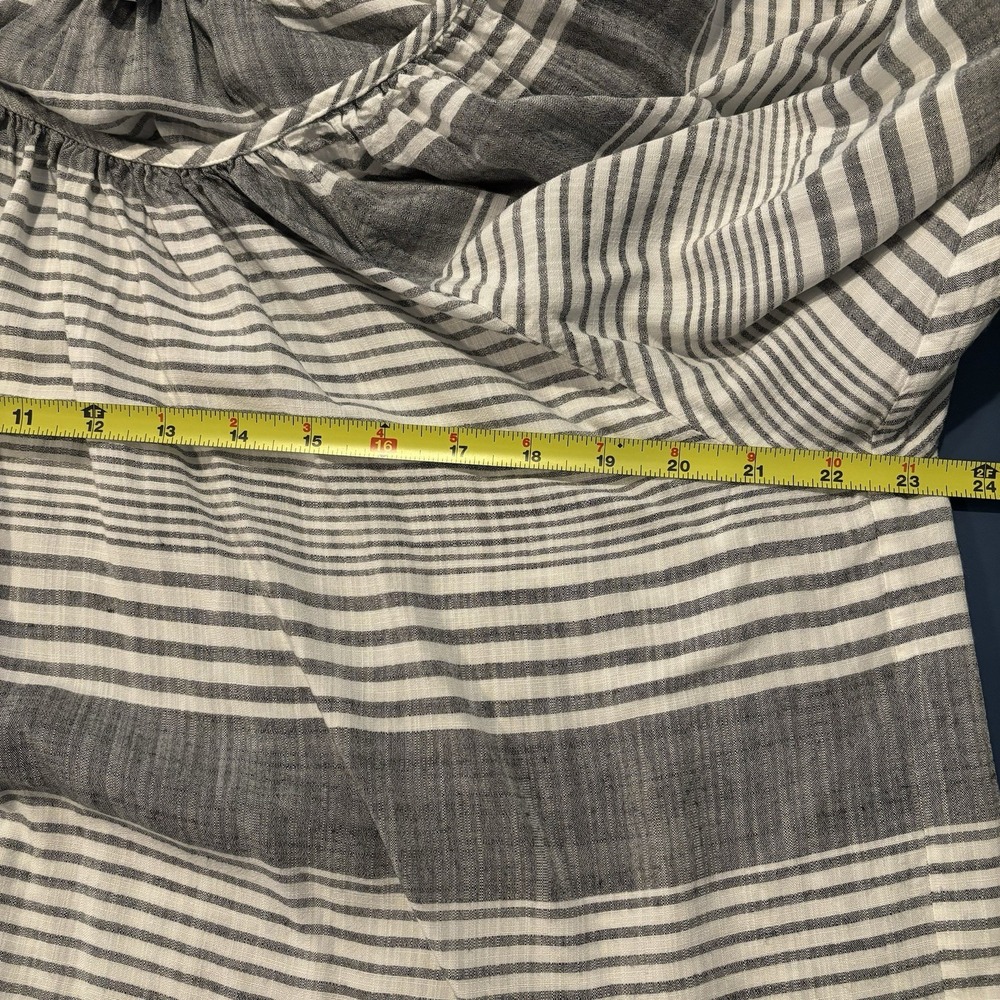 Tommy Bahama Small Blouse Gray White Striped Lucia Isle Shirt Top Coastal Flowy - Picture 8 of 9